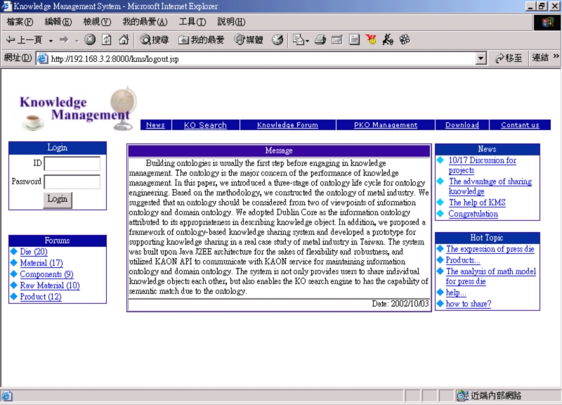 The entry of knowledge management system