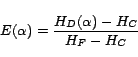 \begin{displaymath}
E(\alpha) = \frac{H_D(\alpha) - H_C}{H_F - H_C}
\end{displaymath}