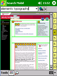 Segments of the current page, annotated with number of hits