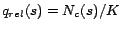 $ q_{rel}(s) = N_c(s)/K$