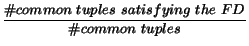 $\displaystyle {\frac{\char93 common \ tuples \ satisfying \ the FD}{\char93 common \ tuples}}$