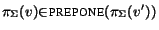 $\pi_\Sigma(v) {\in} \mbox{\sc prepone}(\pi_\Sigma(v'))$